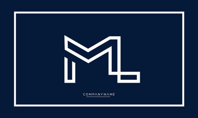 ML or LM Alphabet letters logo monogram - obrazy, fototapety, plakaty