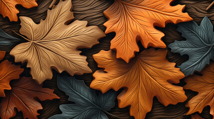 Vibrant stack of different colored autumn leaves. Perfect for adding touch of nature to any project or design.