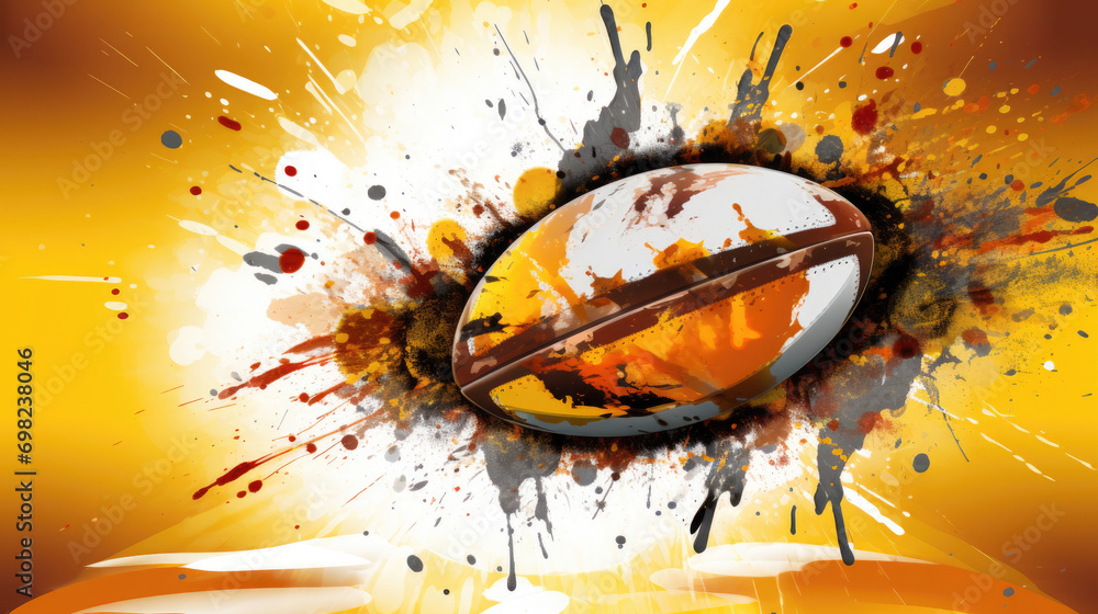 Poster soccer ball with colorful paint splatters around it. can be used for sports-related designs or to ad