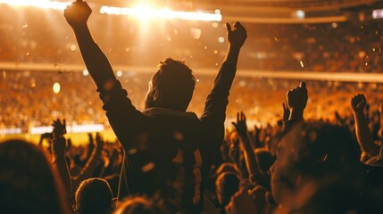 Silhouette of fans cheering at a football game