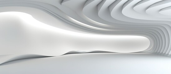 3D geometric abstract wave futuristic light white background. 3d tunnel background. Halway background.  alleyway background. 