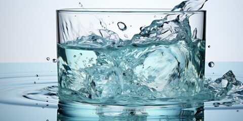 professionally captured image of an aesthetic glass being filled with water against a pristine white background.