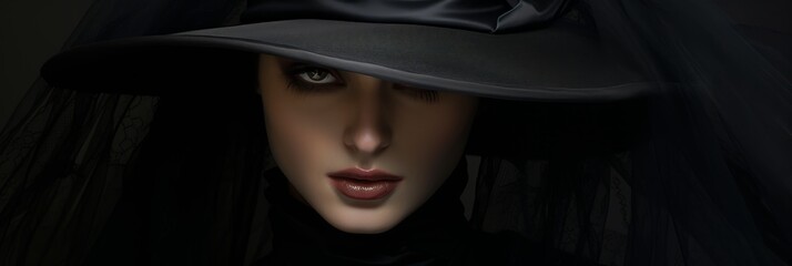 Beautiful young girl in mourning attire, banner