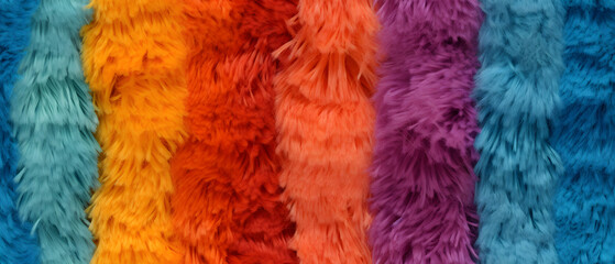 Long colorful spectrum fur. Seamless background or texture.