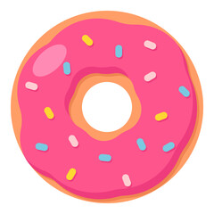 Pink Donut cartoon icon.
