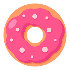Pink Donut cartoon icon.