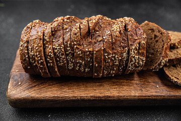 Rye bread sunflower seed slices fresh baked goods food healthy eating fresh cooking appetizer meal...