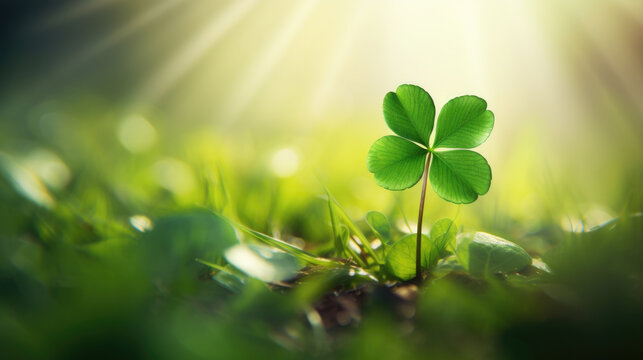 Picture of four leaf clover lying in grass. This image can be used to represent luck or good fortune.