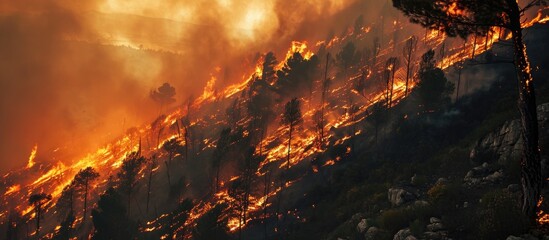 Leon's Castrocontrigo wildfire began on August 19, 2012. - obrazy, fototapety, plakaty