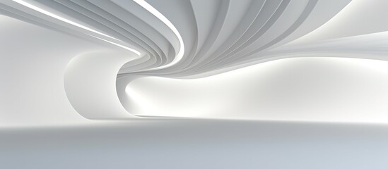 3D geometric abstract wave futuristic light white background. 3d tunnel background. Halway background.  alleyway background. 