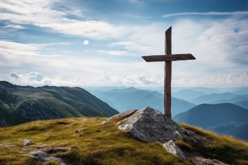 Cross on the top of mountain
