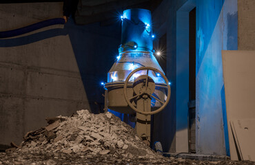 Alternative Christmas tree created with an electric concrete mixer in a house under construction....