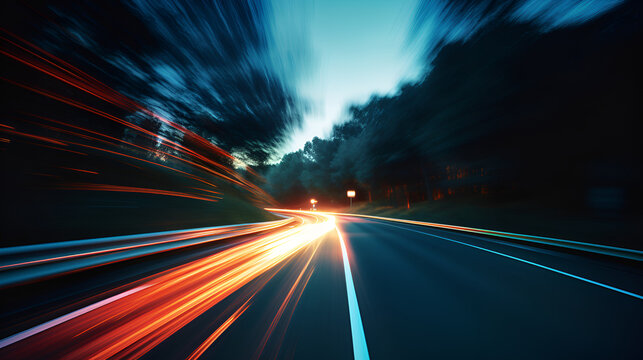 Car on the road , Cinematic, High-Speed Photograph, First-Person, Long Exposure, Neon, 16k, Hyperprism© Aleksandra