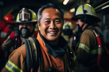 Portrait of a firefighter at the station