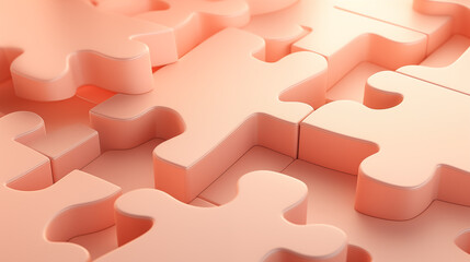 Pieces of puzzle connected together on beige background