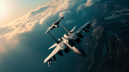 F-14 Tomcat in the air, on combat duty. Generative AI