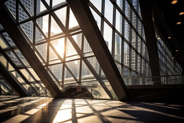 Modern Glass Architecture of an Office Building at Sunrise