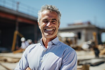Portrait of a mature businessman at construction site