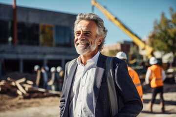 Portrait of a mature businessman at construction site