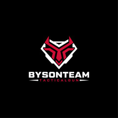 Bison Team Tactical Gun Logo Template