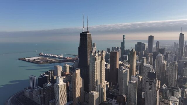 Aerial video of Chicago, Illinois, USA. City Skyline
