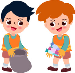 kids cleaning up the trash