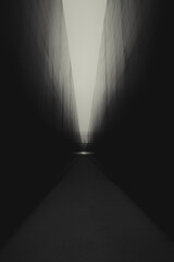 Way between two buildings with a bridge. Abstract and minimalism - obrazy, fototapety, plakaty