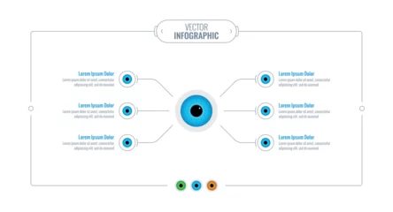 Foto op Aluminium six steps blue eye infographic template. six tabbed eye info template. eye health information template © yasin