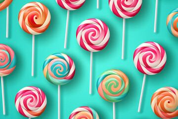 Fototapeta na wymiar Lollipops pattern background, candy illustration