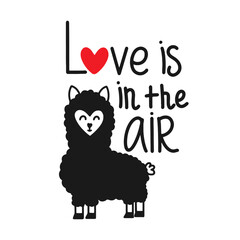 Handmade design elements for Valentine's Day. Love hand drawn illustration with hand lettering. Can be used as a Valentine's Day or wedding card, T-shirt and bag print.