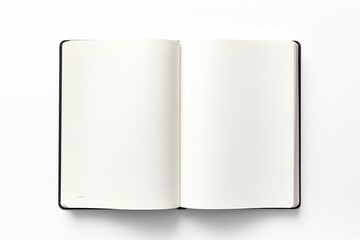 Blank open notebook with lined paper isolated on white background. create using generative AI tool