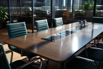 Modern conference room in office, ideal for business negotiations - obrazy, fototapety, plakaty