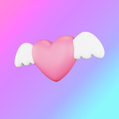 Heart with wings symbolizing free-spirited love and liberation.