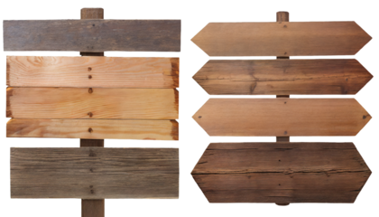 wooden signs - isolated on transparent background