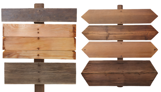 wooden signs - isolated on transparent background