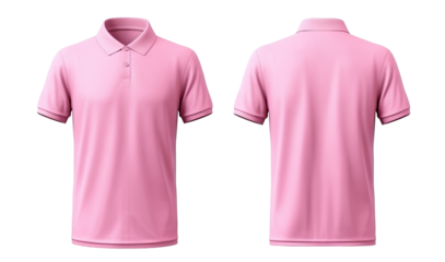 Front and back pink polo shirt mockup, cut out