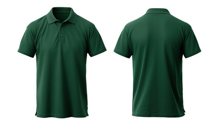 Front and back green polo shirt mockup, cut out