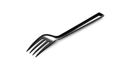 Black plastic fork isolated on white background