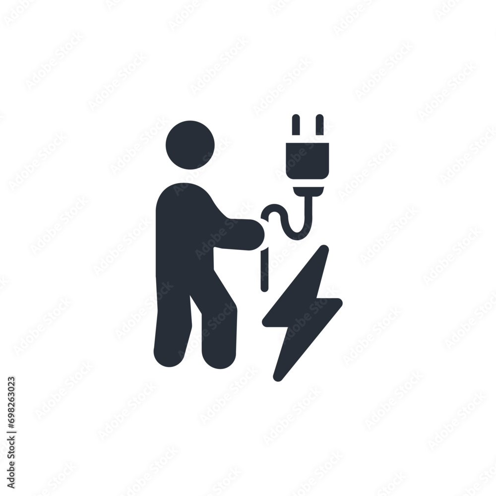 Poster plug icon. vector.editable stroke.linear style sign for use web design,logo.symbol illustration.