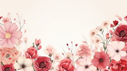  a bunch of flowers on a white background with a place for a text or an image with a place for your own text.