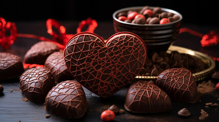 Chocolate desserts for Valentine's Day. Delicious, sweet and fragrant.