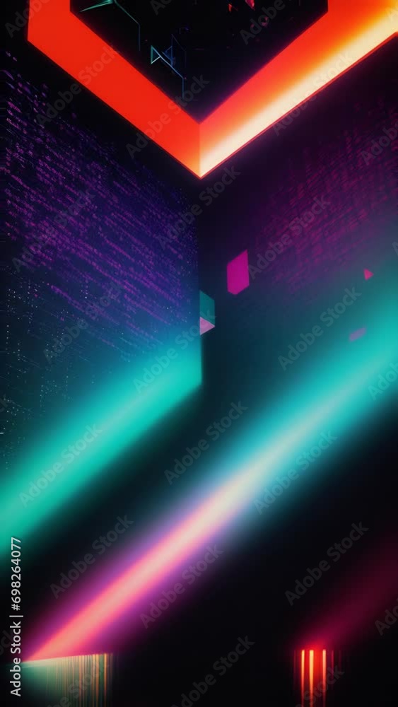 Aufkleber Abstract background with intersecting neon lines of pink and blue on a black background creating a dynamic and modern visual effect
