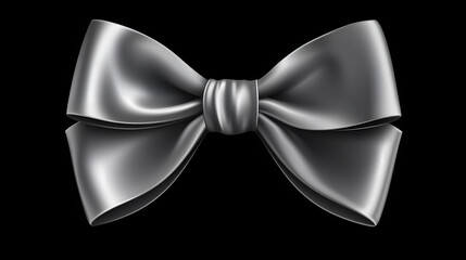 Gift bow with ribbon isolated on black background. AI generative.