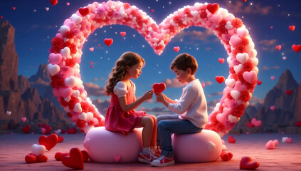 A young couple in love. on Valentine's Day.