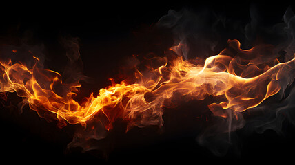 Fototapeta premium Abstract flame flowing line on black background