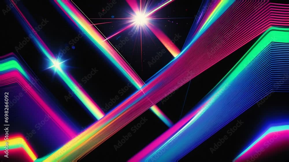 Aufkleber Abstract background with intersecting neon lines of pink and blue on a black background creating a dynamic and modern visual effect
