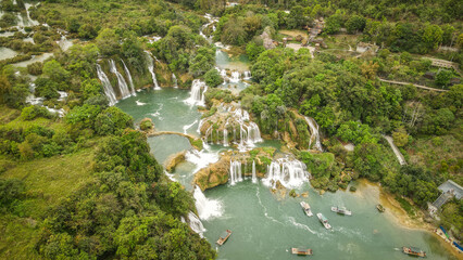 The view of Ban Gioc Waterfall in Southern Vietnam