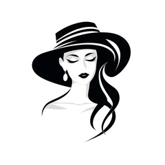 black and white silhouette of woman face with red lips, editable vector icon, ready to print, design as banner isolated on white background, minimalistic retro style, fashion, feminine power