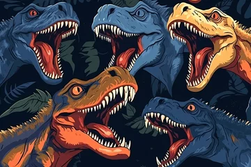 Afwasbaar Fotobehang Dinosaurus Dinosaur pattern background illustration