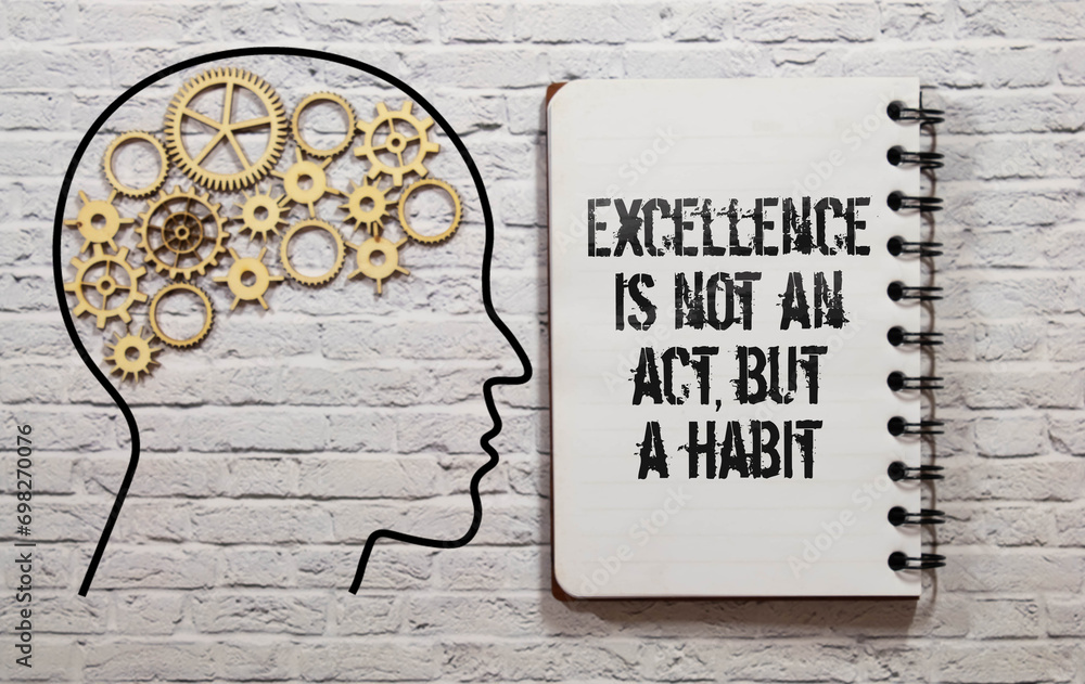 Poster text excellence is not a act but a habit on the short note texture background